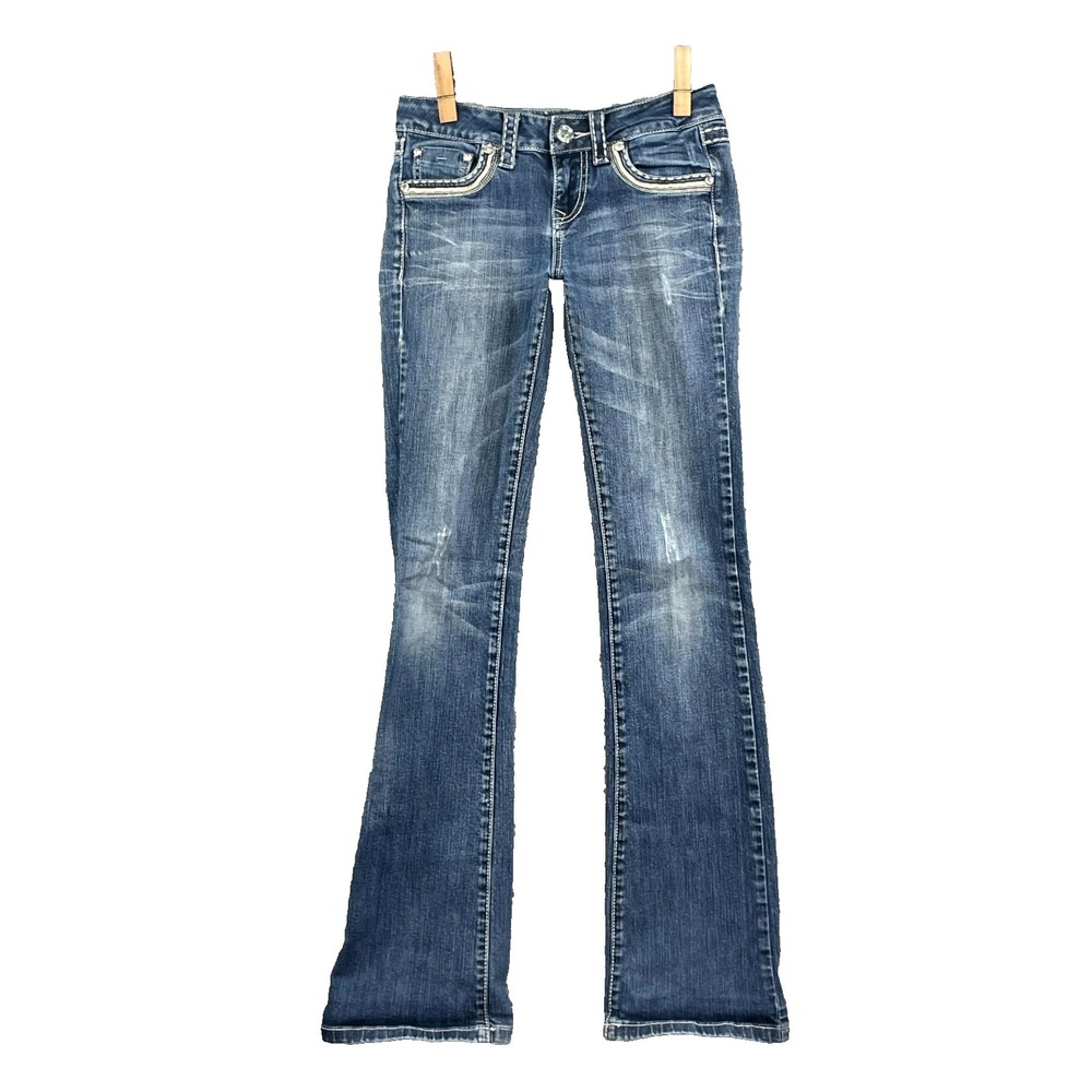 LA Idol Jeans Womens 3 Rhinestone Studded Cowgirl Rocker Western Bootcut USA
